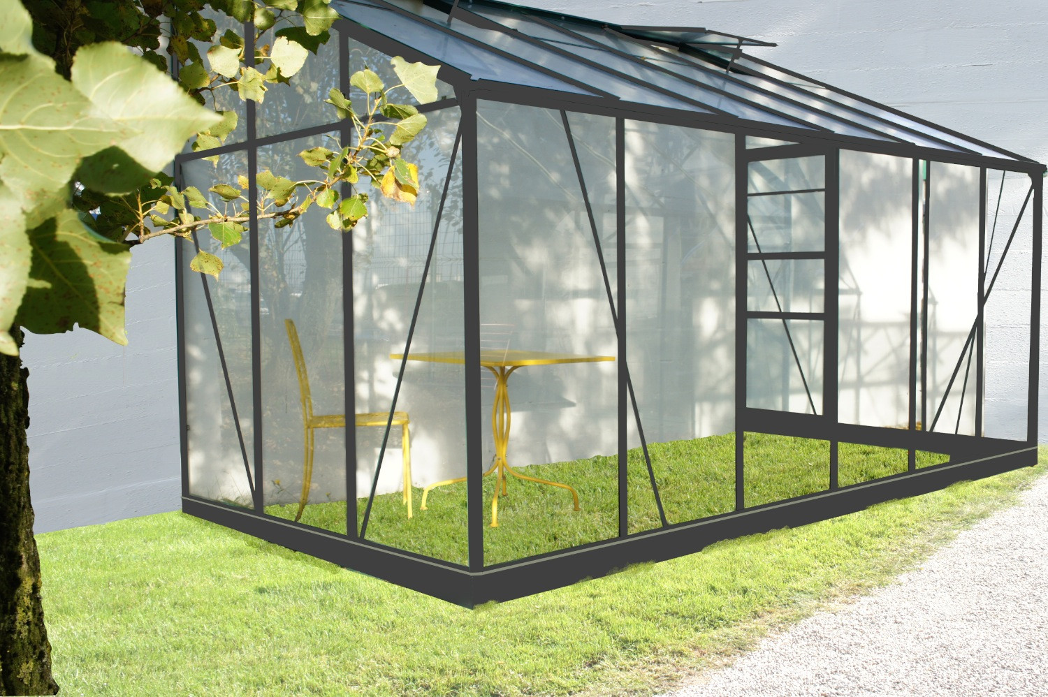 Serre verre - 7,22 m2 Solarium grise adossable