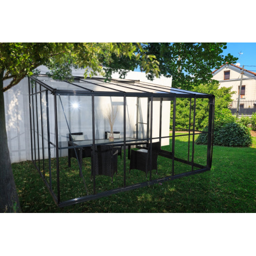 Serre d'hiver verre - 12 m2 grise adossable - CHALET & JARDIN