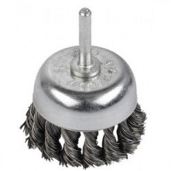 Brosse métallique rotative soucoupe Ø 65 mm fils torsadés en acier de marque Kreator, référence: B4041800