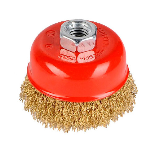 Brosse métallique rotative laiton soucoupe Ø 75 mm pour meuleuse - Kreator