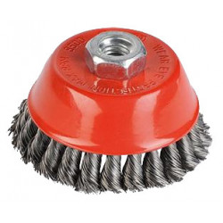 Brosse métallique rotative soucoupe Ø 75 mm fils torsadés en acier pour meuleuse - Kreator