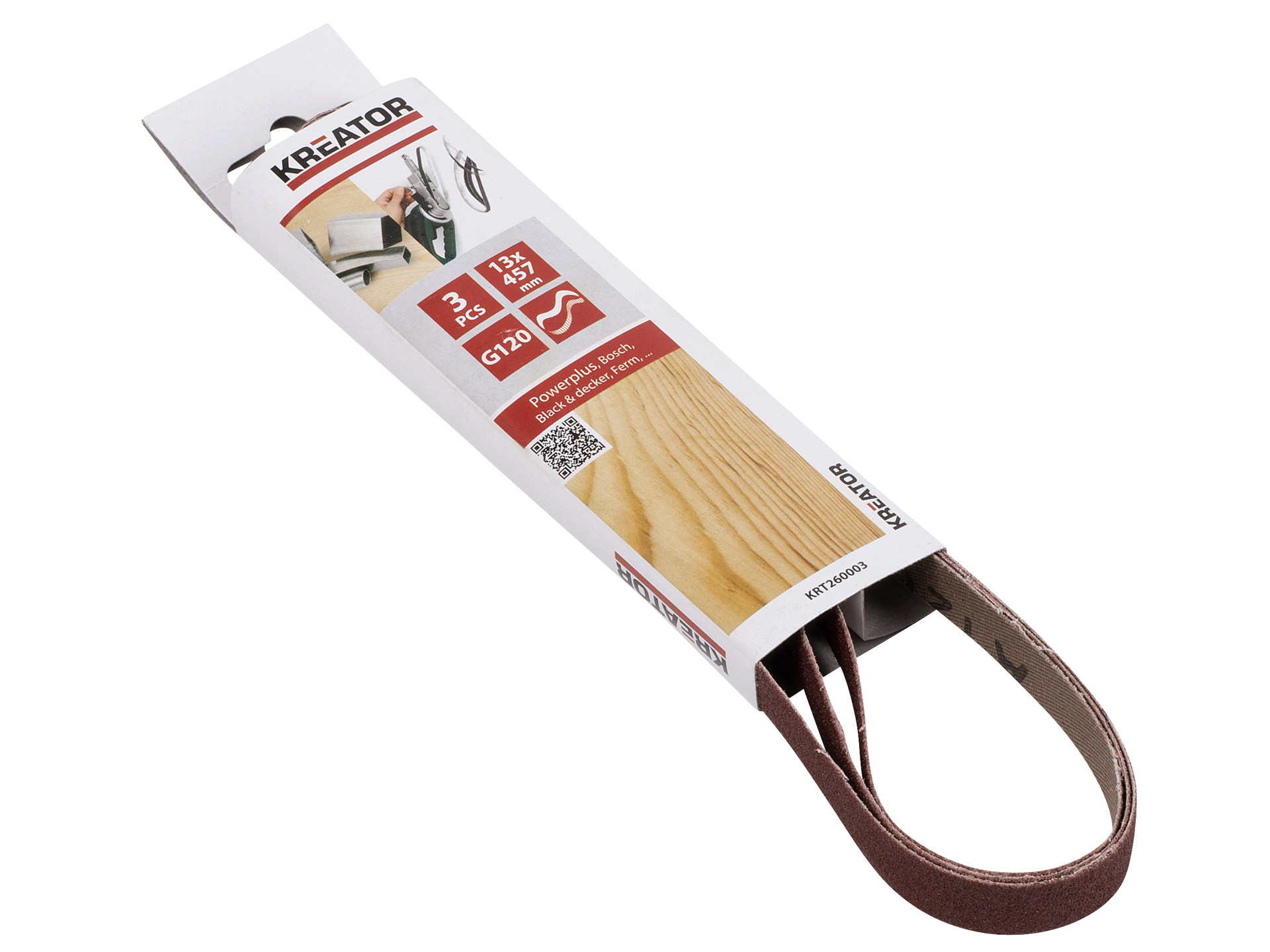 Lot de 3 bandes de ponçage grain 120 13 x 457 mm