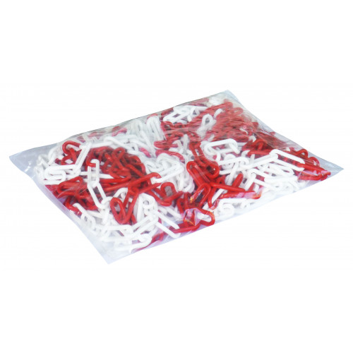 Chaîne plastique rouge et blanc 25 m - Ø 6 mm - OUTIFRANCE 