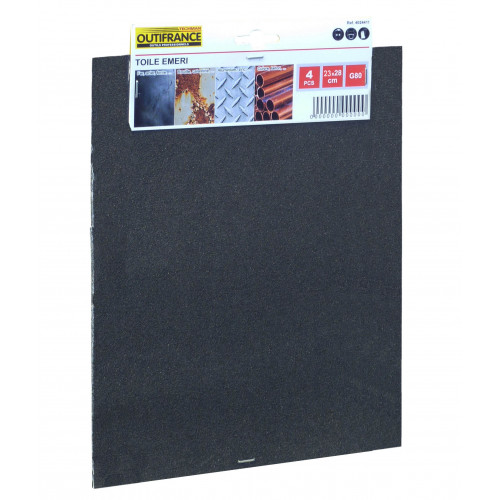 Toile émeri 23x28 cm gr.60 - Lot de 50 feuilles - OUTIFRANCE 