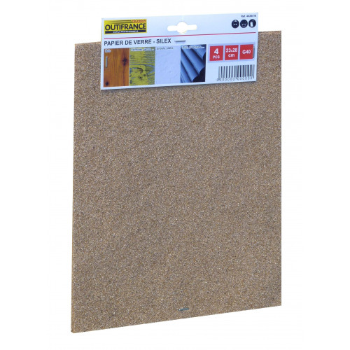 Papier silex 23x28 cm gr.180 - Lot de 50 feuilles - OUTIFRANCE 