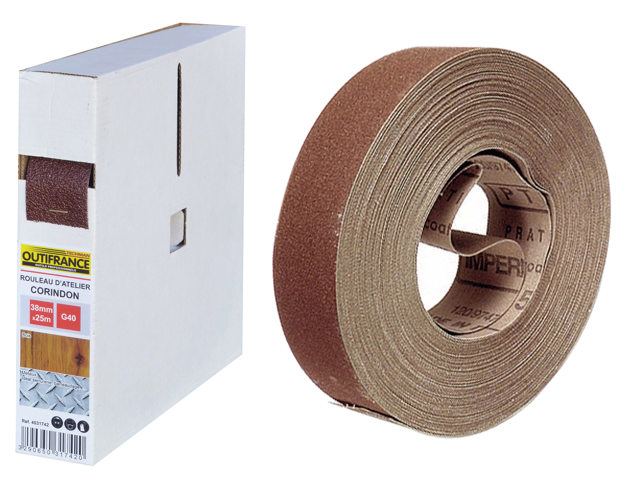 Outifrance Rouleau d'atelier corindon 38mm x 25m gr.120 - vue 3