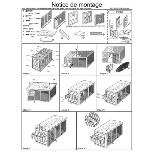 Habrita Poulailler 3 4 Poules Toit Bitumé 1 Pente