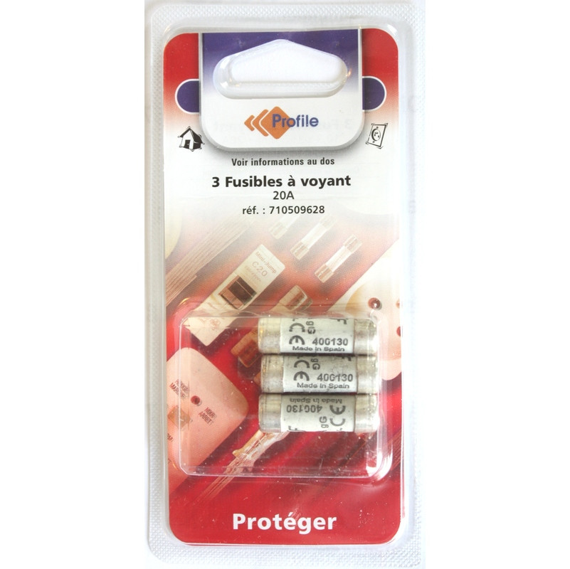 3 fusibles à voyant 10.3x31.5mm - 20A