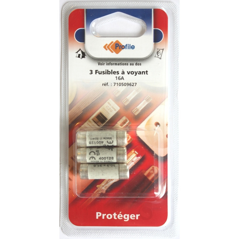 3 fusibles à voyantT 10.3x31.5mm - 16A