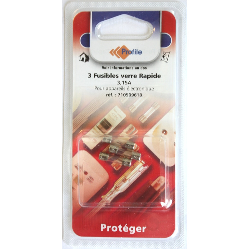 3 fusibles verre rapide 3.15A