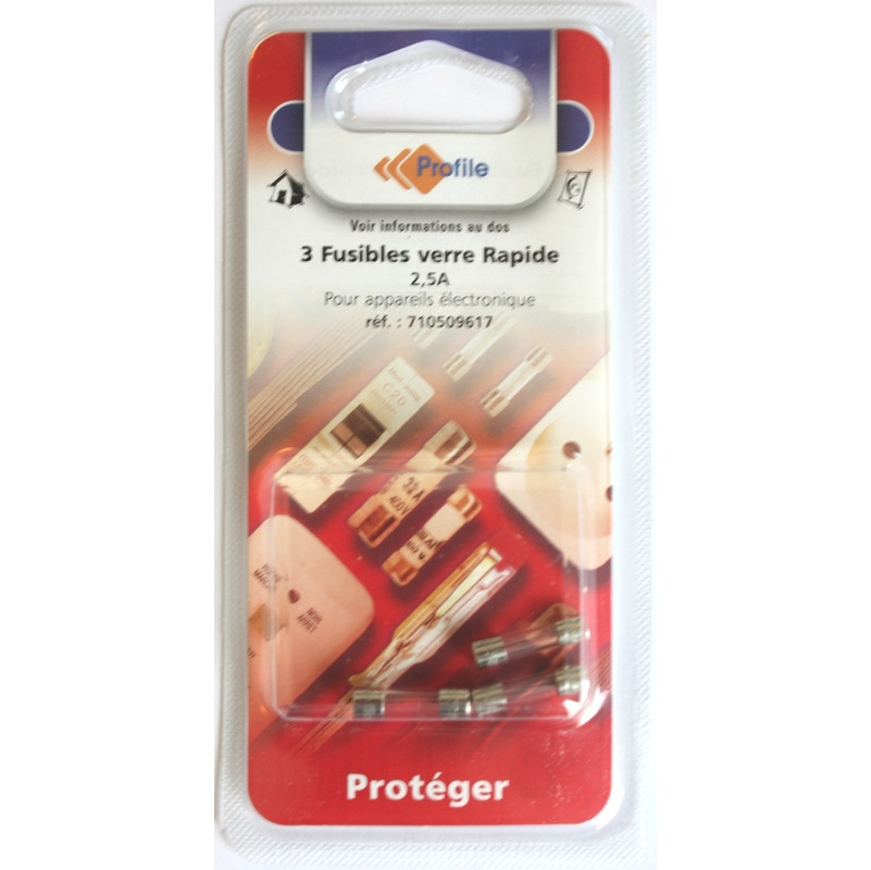 3 fusibles verre rapide 2.5A