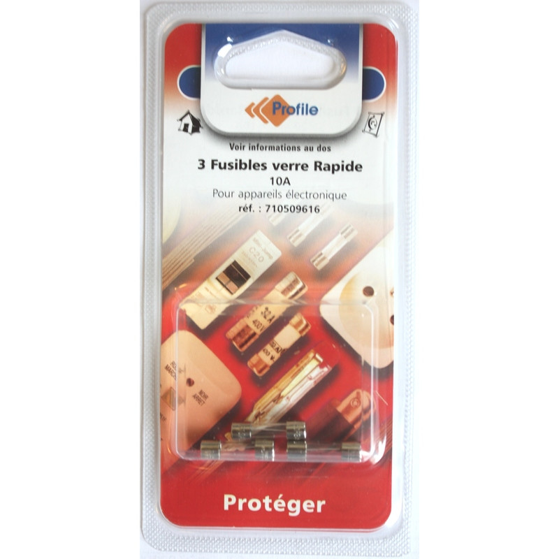 3 fusibles verre rapide 10A