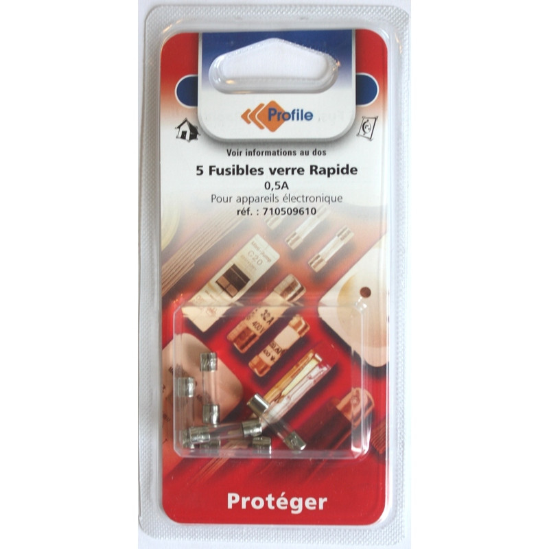 5 fusibles verre rapide 0.5A