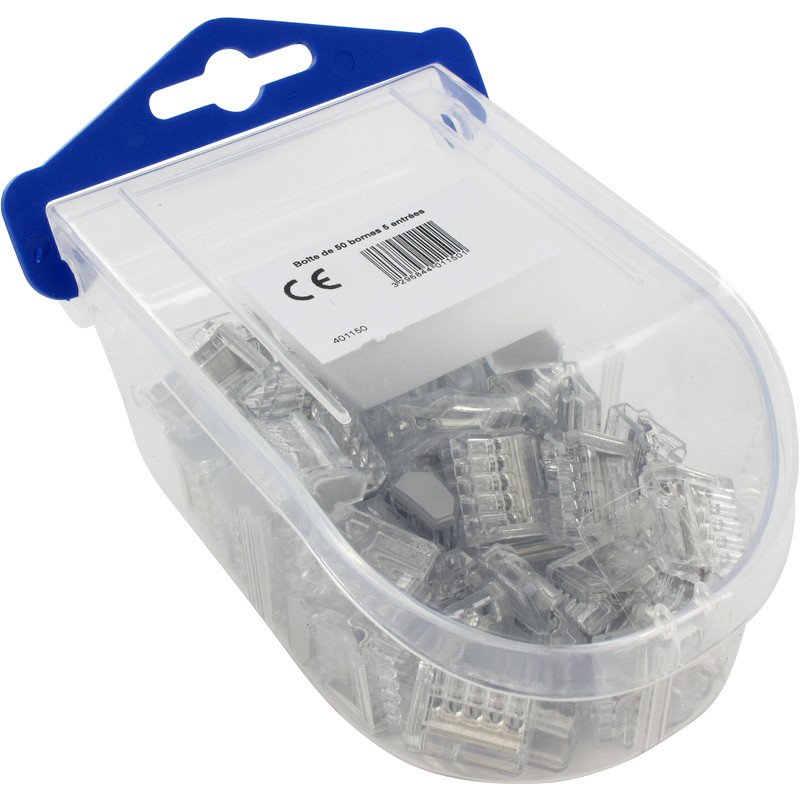 Boîte de 100 bornes transparentes avec 5 entrées