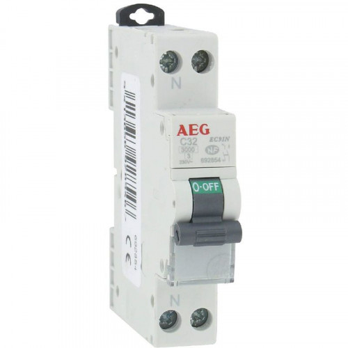 Disjoncteur 32A Phase+Neutre DEBFLEX - Certifié NF 3KA - Pour Tableau Électrique - Protection Court-Circuit