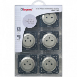 Celiane 6pc 2 pôles + terre à composé titane - LEGRAND