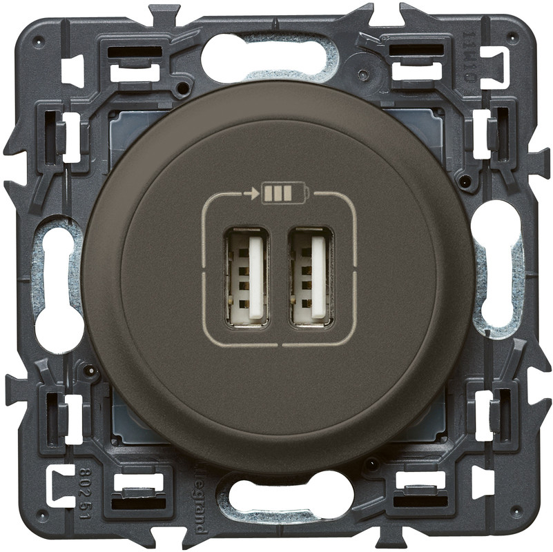 Celiane double USB 1500mA graphite