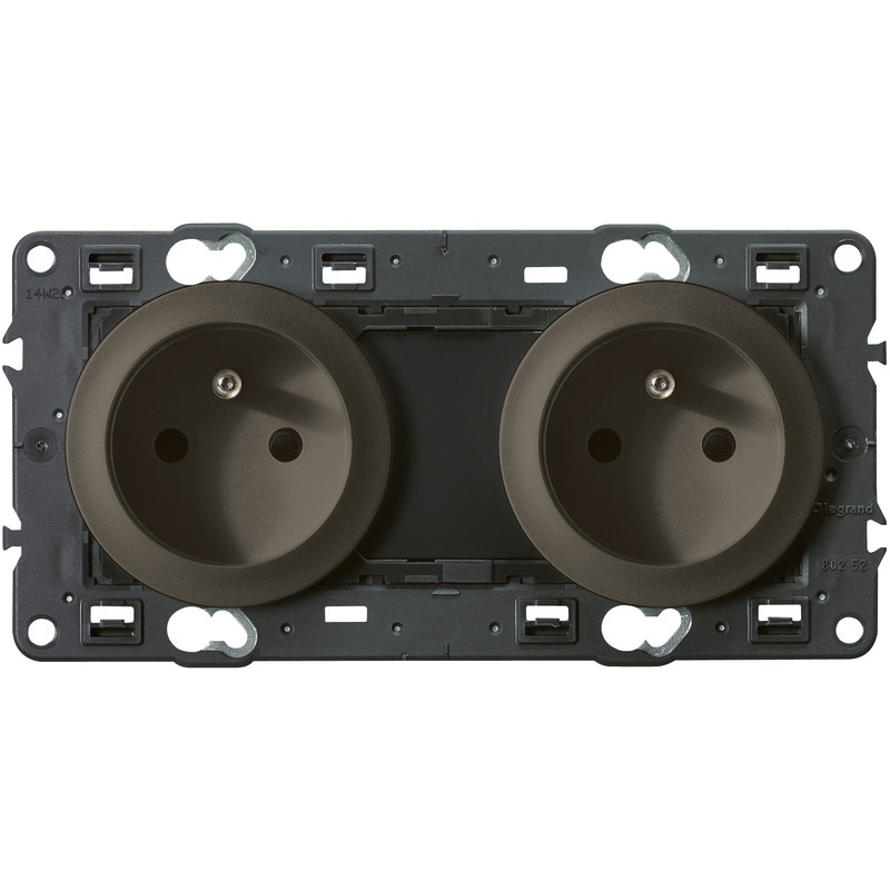 Celiane double prise 2 pôles + terre graphite