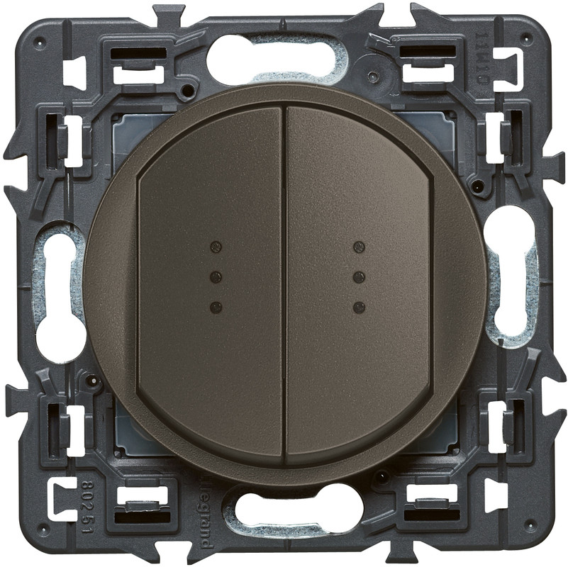 Celiane double interrupteur temoin graphite