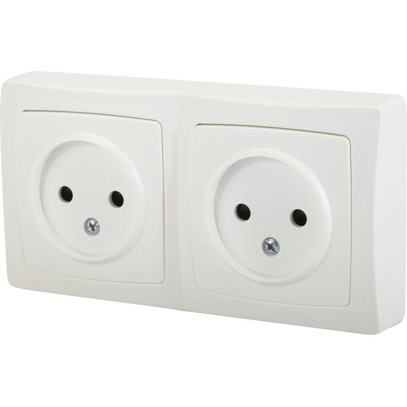 ASL 2 prises 2 pôles sans terre france / belgique horizontal vertical blanc