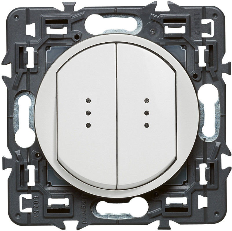 Celiane double interrupteur lumineux blanc