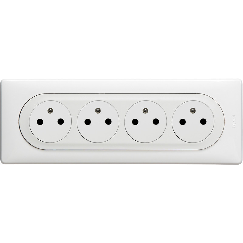 Celiane 4 prises de courant avec affleurant pré-cable blanc