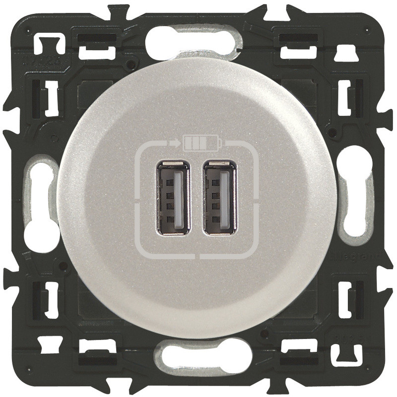 Celiane prise double USB titane