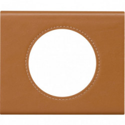 Celiane plaque 1 poste cuir caramel - LEGRAND