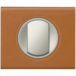 Celiane plaque 1 poste cuir caramel - LEGRAND