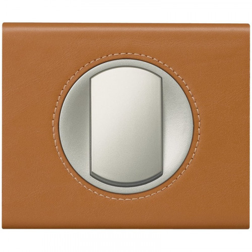 Celiane plaque 1 poste cuir caramel - LEGRAND