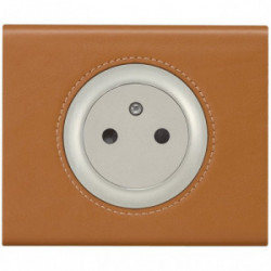 Celiane plaque 1 poste cuir caramel - LEGRAND