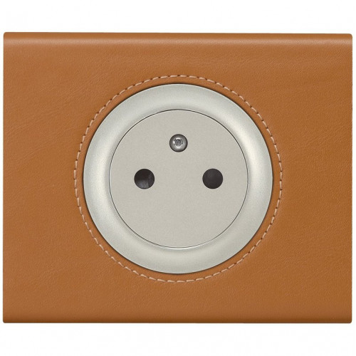 Celiane plaque 1 poste cuir caramel - LEGRAND