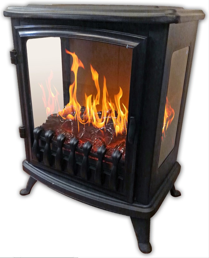 Cheminée électrique Fire Glass - noire