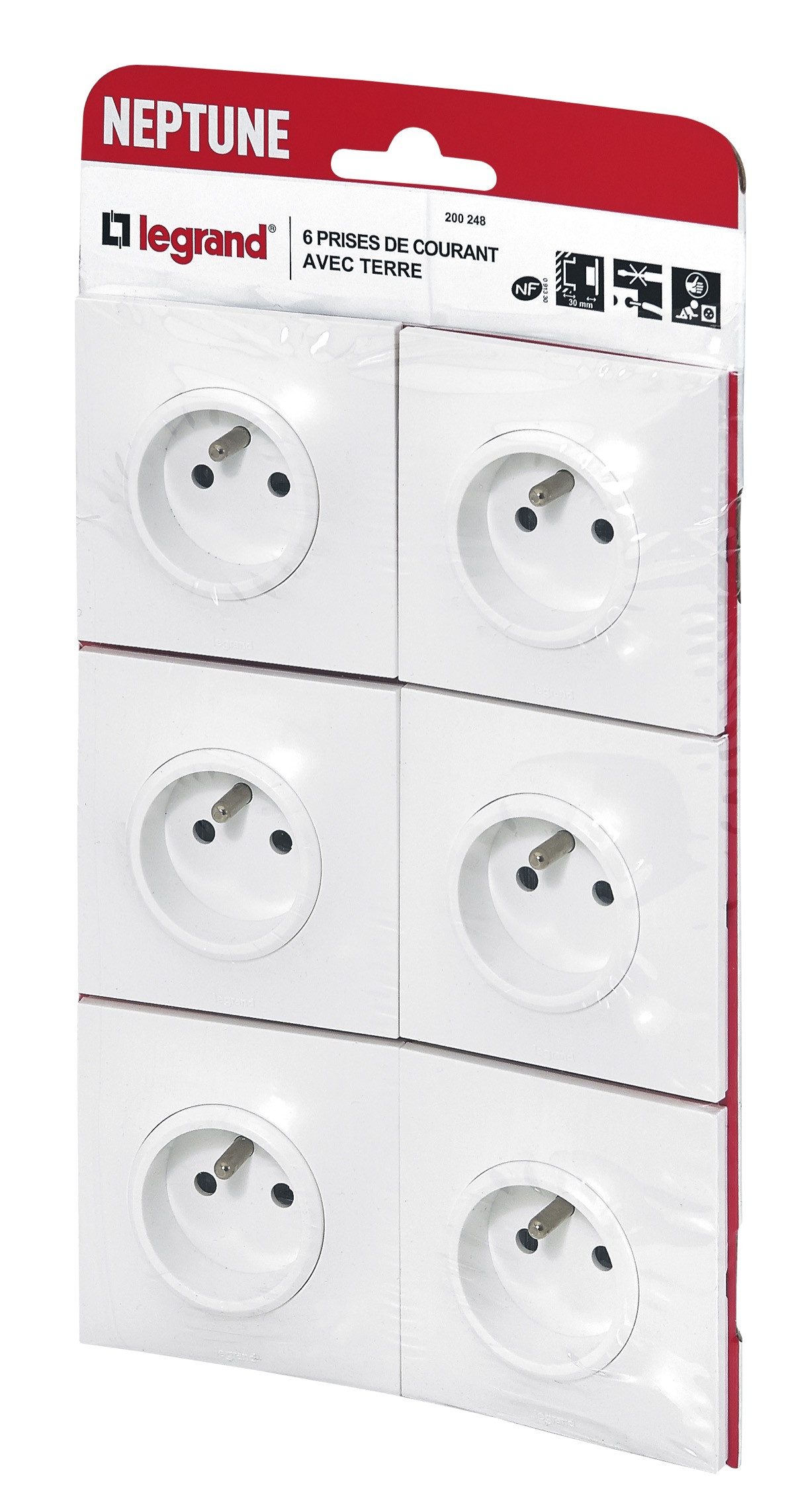 Lot de 5 prises 2P+T 16A - blanc - Zenitech