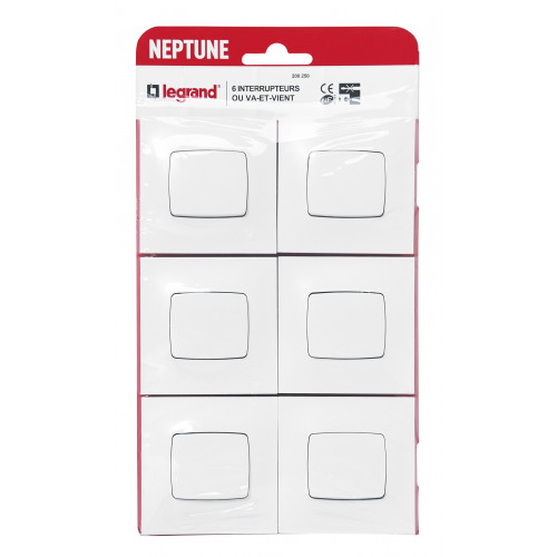 NEPTUNE Lot 6 interrupteurs va et vient borne automatique - LEGRAND