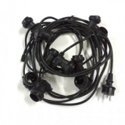 Guirlande 10 m - 10 douilles E27 cable rond noir IP44 de marque FOXLIGHT, référence: J4435100