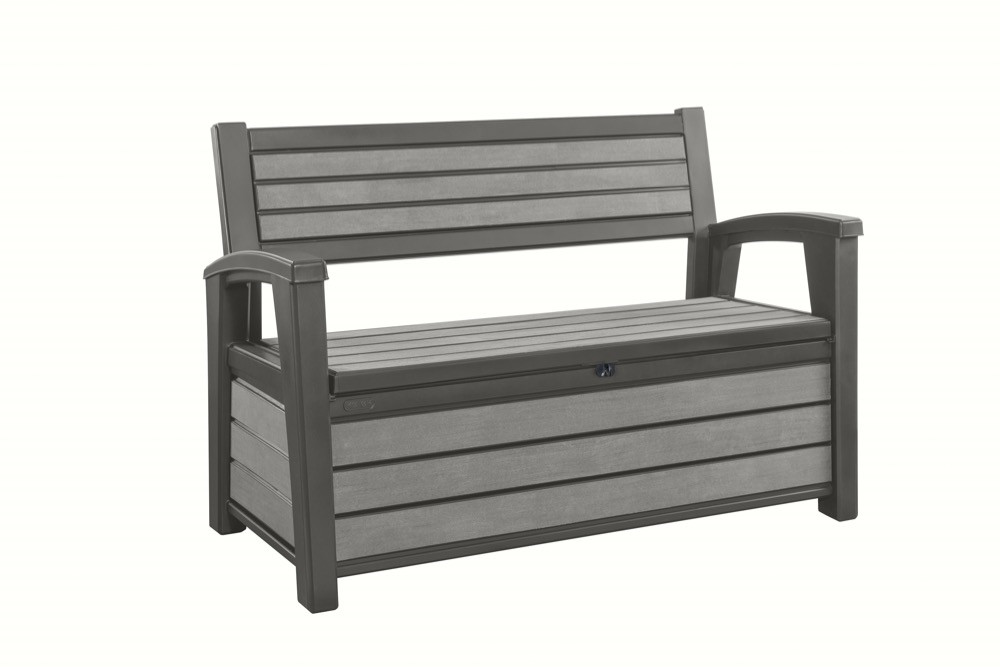 Coffre-Banc de jardin BROSSIUM - 227L - 133 x 64 x 90 cm - Gris