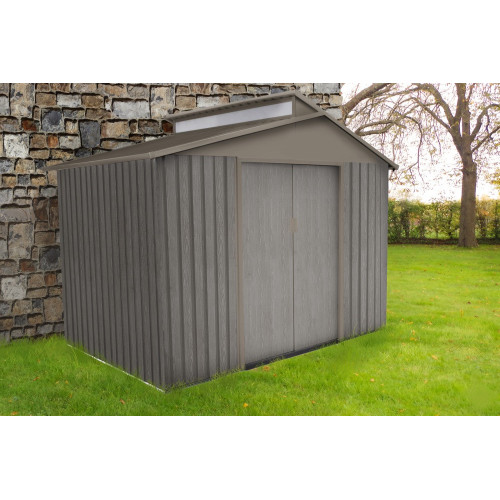 Abri de jardin métal en acier galvanisé effet bois gris 13,12 m²