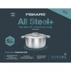 Fait-tout - All Steel + - 18 cm/2,5L - avec couvercle - FISKARS