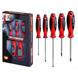 Jeu de 5 Tournevis Plats / Cruciforme de marque TECHMAN, référence: B4477400