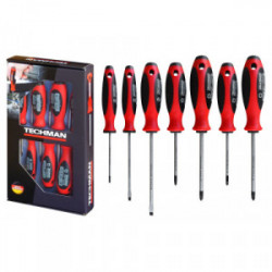 Jeu de 7 Tournevis Plats / Cruciforme / Pozidriv de marque TECHMAN, référence: B4477600
