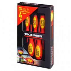 Jeu de 5 Tournevis Plats / Cruciforme Isolés 1000V - TECHMAN