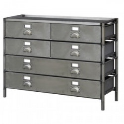 Meuble de Rangement Industriel - 4 Etages / 6 Tiroirs - TECHMAN