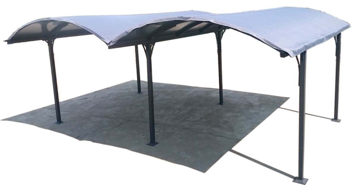 Bâche pour double carport Aluminium toit demi-rond
