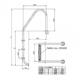 Echelle standard inox pour piscine enterrée, 4 marches 1,50m - GRE POOLS