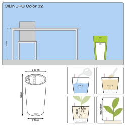 Cilindro Color 32 - kit complet, blanc 4 L Ø 32 x 56 - LECHUZA