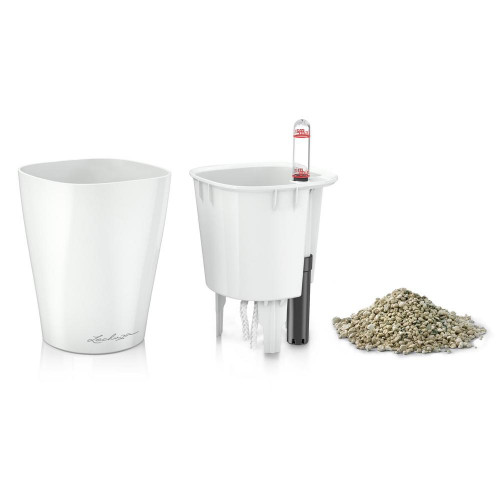 Pot de table Mini-Deltini - kit complet, blanc brillant Ø 10 x 13 cm - LECHUZA