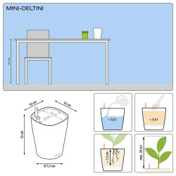 Pot de table Mini-Deltini - kit complet, taupe brillant Ø 10 x 13 cm - LECHUZA