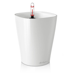 Pot de table Deltini - kit complet, blanc brillant Ø 14 x 18 cm - LECHUZA