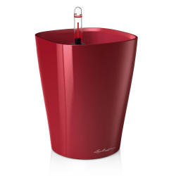 Pot de table Deltini - kit complet, rouge scarlet brillant Ø 14 x 18 cm - LECHUZA